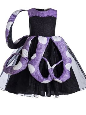 Ursula Purple and Black Sparkle Costume Dress for Kids